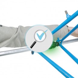 Contrôle alignement des pattes de cadres d'un vélo