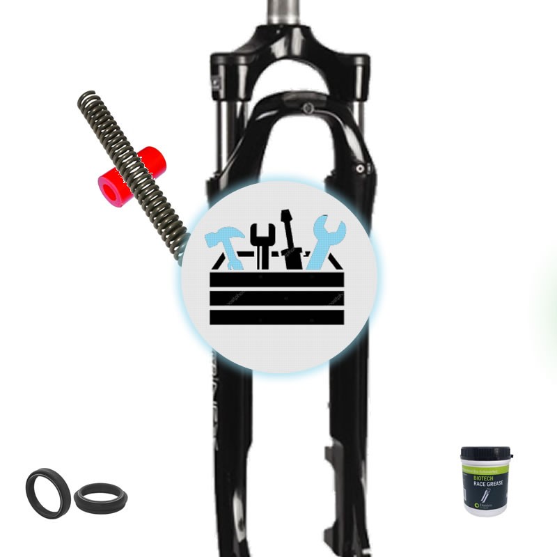 Entretien d'une fourche de vélo avec suspension en ressort ou élastomère