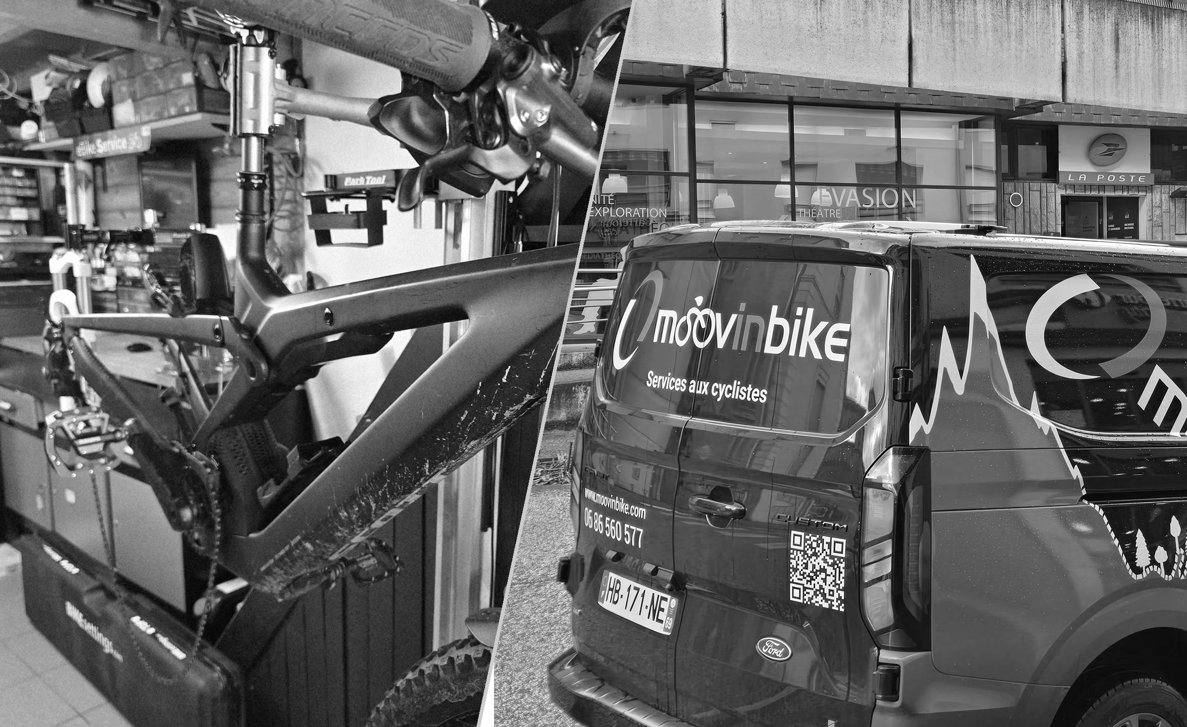 Atelier mobile Moovin'Bike pour dépannage vélo devant le campus d'Écully